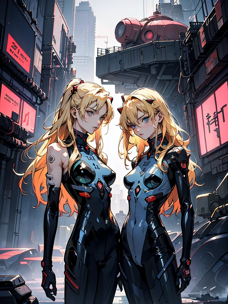 (best quality, highres, ultra-detailed:1.2), (realistic:1.37), (sci-fi), (anime), (cyberpunk), (Evangelion), (portraits), (twins), (blonde hair), (lithe bodies), (long blonde hair), (black latex bodysuits), (catsuit), (very large breasted female)
In this masterpiece, we see a captivating scene inspired by the sci-fi anime world of Evangelion. The focus is on two striking individuals, twins with blonde hair, displaying lithe bodies that exude an air of elegance. The tall and slender male twin stands confidently beside his enchanting sister. She possesses a dynamic and alluring appearance, emphasizing her prominence with her very large breasts.
Both twins are clad in form-fitting black latex bodysuits, embracing the cyberpunk aesthetic. Their sleek attire accentuates their figures while adding a touch of futuristic edginess to the composition. The female twin's long blonde hair cascades down her back, adding a hint of ethereal charm to the scene.
This piece captures the essence of a sci-fi anime world, with its vibrant colors and intricate details. The attention to detail is unrivaled, ensuring an ultra-detailed depiction of the characters and their surroundings. The art style takes inspiration from the renowned Evangelion series, infusing the image with a unique blend of realism and anime aesthetics.
The color palette reflects the cyberpunk influences, with neon tones illuminating the scene. The vivid colors enhance the overall atmosphere, creating a visually stimulating experience for the viewer. The lighting plays a crucial role in setting the ambiance, with studio lighting techniques employed to emphasize the characters' features and create depth.
In conclusion, this prompt transports us to a mesmerizing sci-fi world, featuring twins with captivating appearances, a cyberpunk aesthetic, and influences from the iconic anime series Evangelion. The combination of realism, anime-inspired art style, vibrant colors, and meticulous details ensures a high-quality, vis
