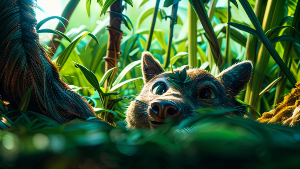 in the forest, animal sniper, highly detailed portrait, beautiful detailed eyes, beautiful detailed lips, extremely detailed eyes and face, long eyelashes, high quality, 8k, hyperrealistic, photorealistic, hyper detailed, realistic, masterpiece, intricate details, sharp focus, professional lighting, vivid colors, moody lighting, dramatic chiaroscuro, cinematic framing, atmospheric, breathtaking, fantasy, concept art