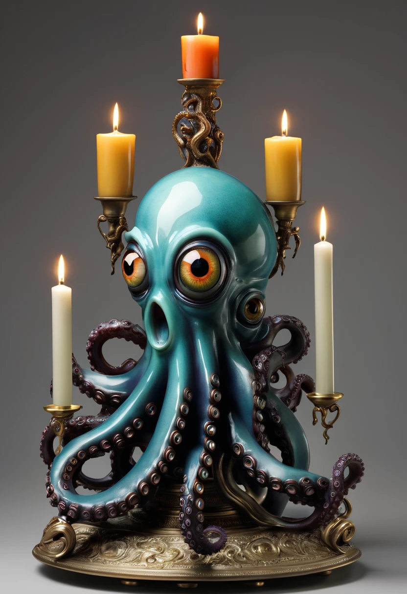 (masterpiece, best quality:1.2),Grotesque Aesthetics:1.56, Horrible octopus candlestick,eyeball