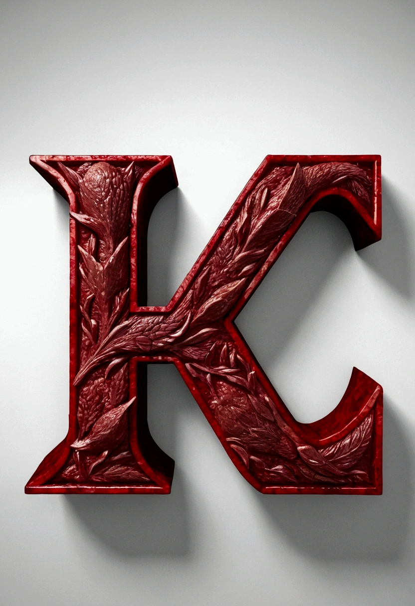 letters "krow" made by meat, 3D model, realist, ADD A LOT OF BLOOD