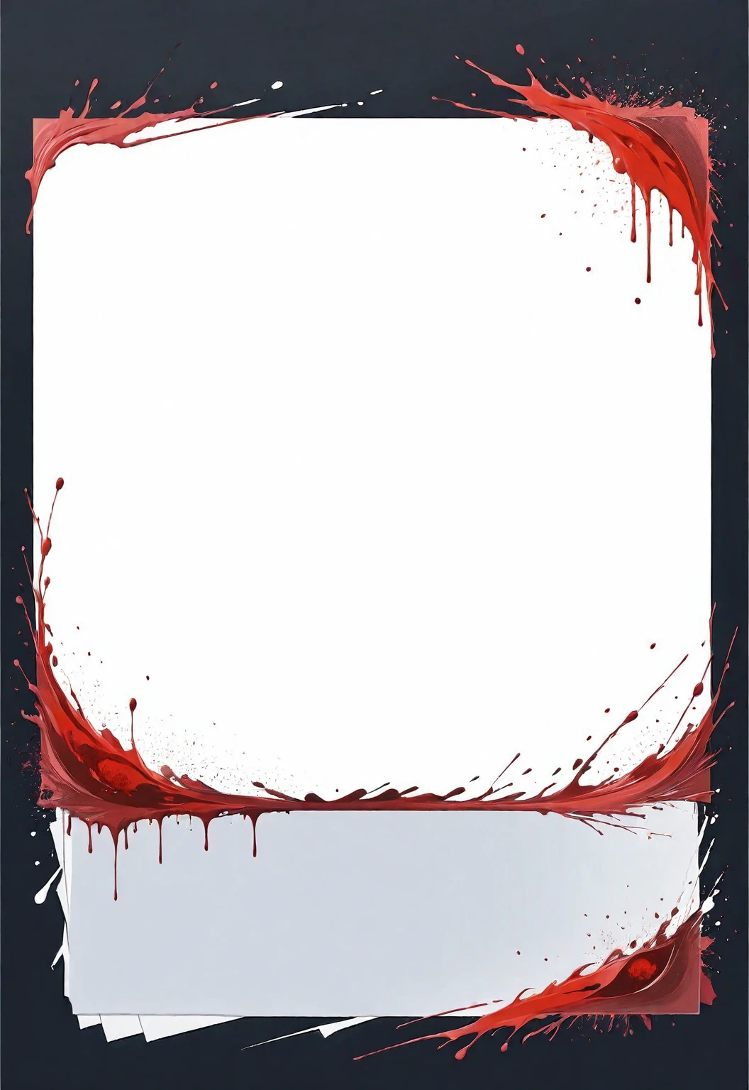 A modern minimalist style blank character profile，There are some blood stains on the file，Leave a square blank space in the middle。Applicable to card UI。