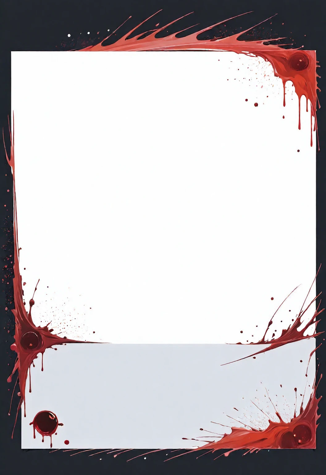 A modern minimalist style blank character profile,There are some blood stains on the file,Leave a square blank space in the middle。Applicable to card UI。