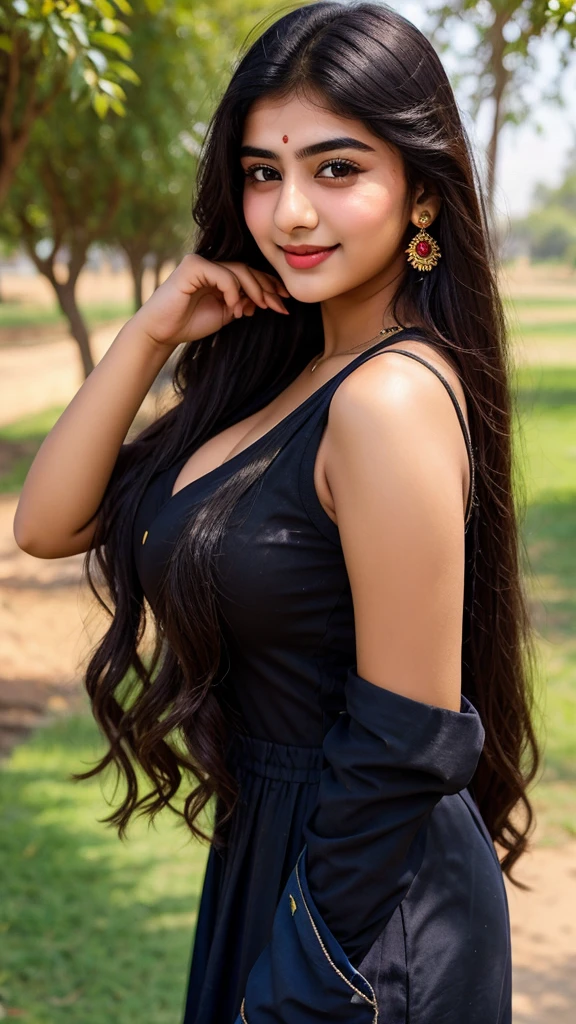 beautiful cute young attractive Pakistani age girl, village girl, 18 years old, cute, Instagram model, long black_hair, colorful hair, indian, huge big breasts, little smiling, smooth face very realistic