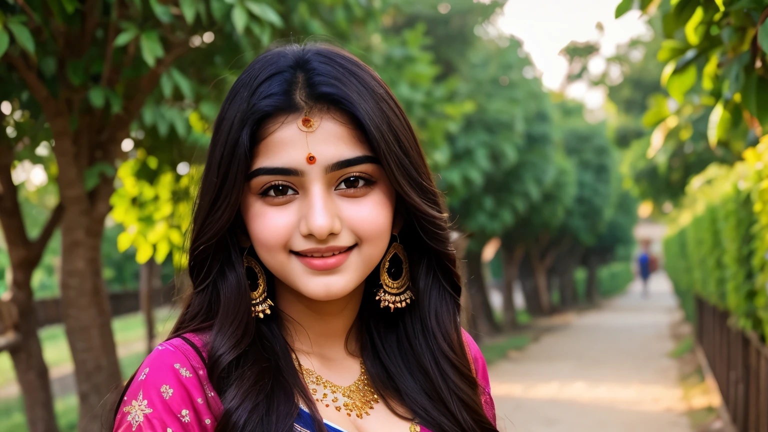 beautiful cute young attractive Pakistani teenage girl, village girl, 18 years old, cute, Instagram model, long black_hair, colorful hair, indian, huge big breasts, little smiling, smooth face very realistic