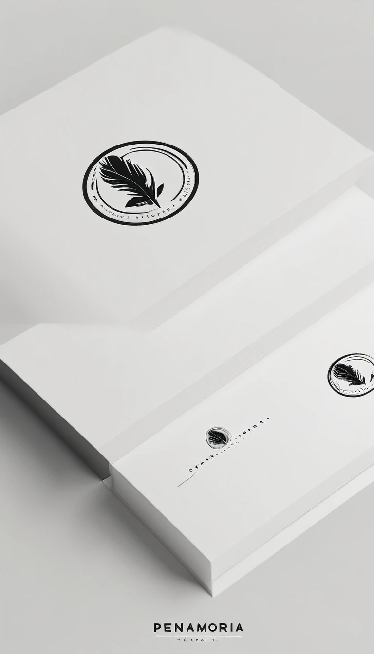A minimal, modern, simple, cinematic logo design for the brand “Penamemoria". Create a modern, minimalistic, high-quality, logo of a boy-feather