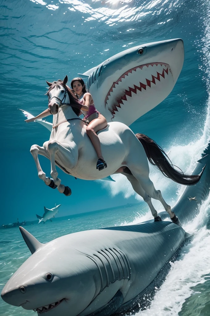 A horse marrying a female shark