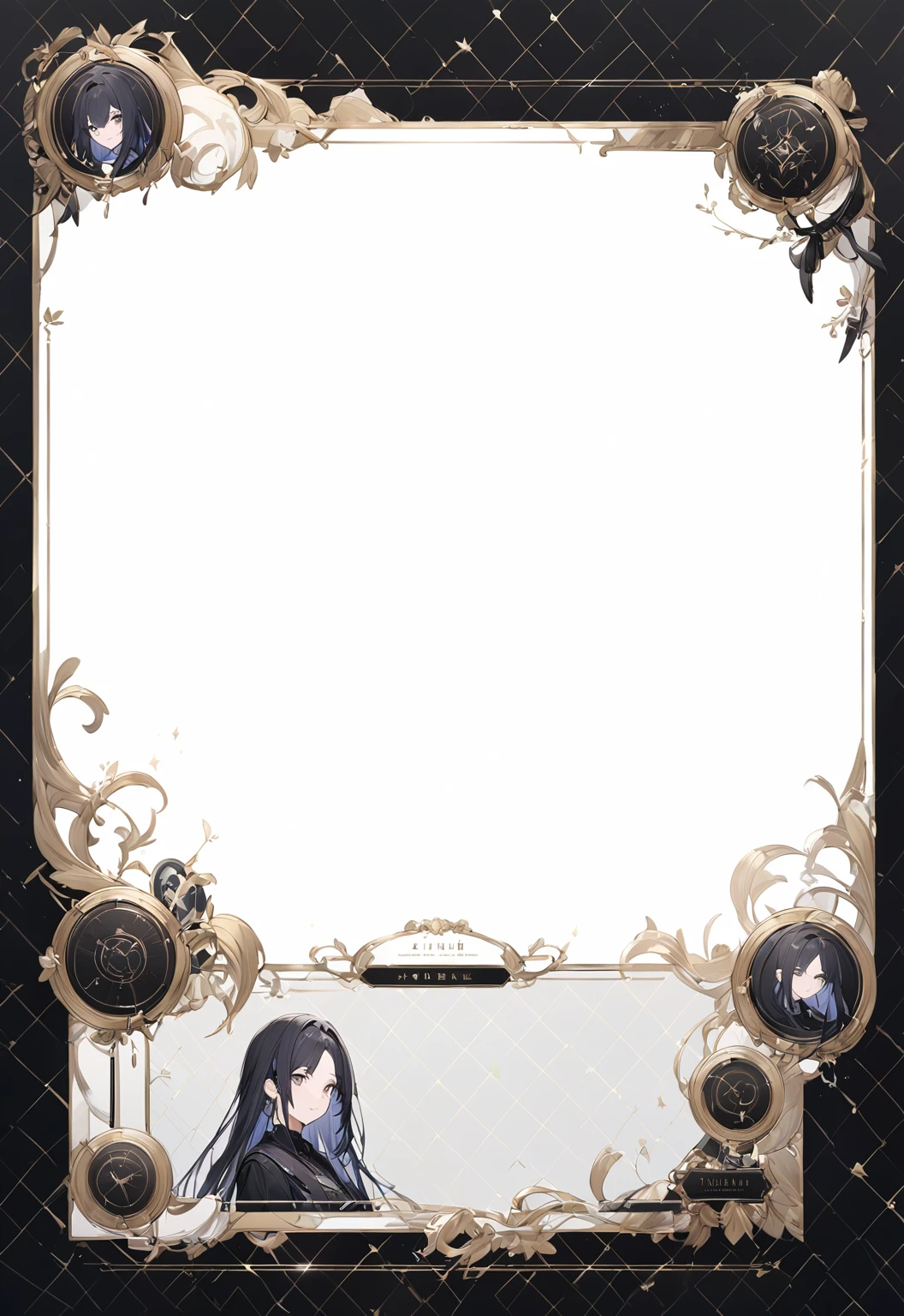 A modern minimalist style blank character profile，Leave a square blank space in the middle。Applicable to card UI。