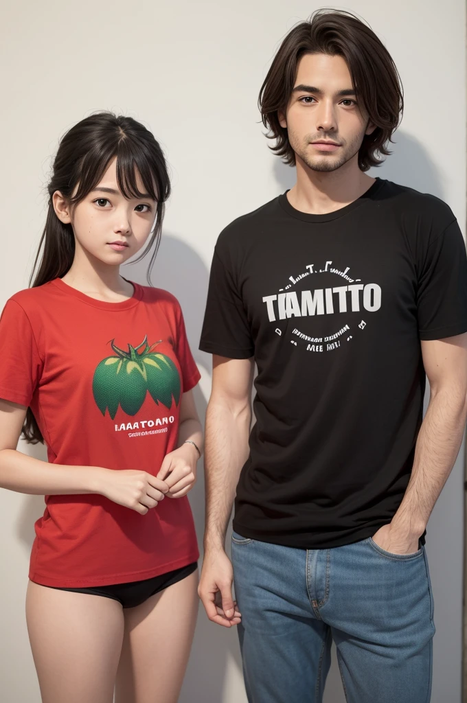 make a tomato t-shirt for a brand called tomato. the logo on the t-shirt must be on the left chest and small, the style of the logo is a t-shirt it would be an adult style/ Youngh. MAKE VARIOUS T-SHIRT STYLES