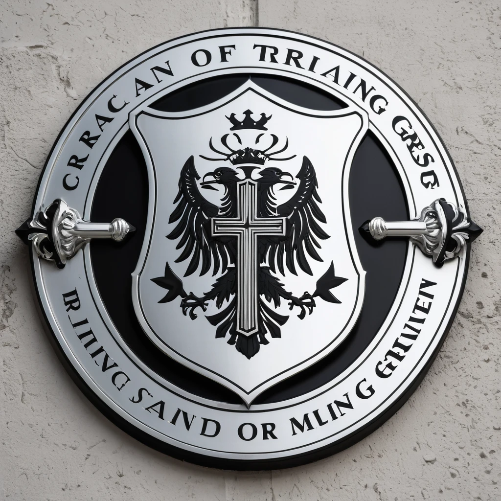 Type logo with black and silver coat of arms written Cross training