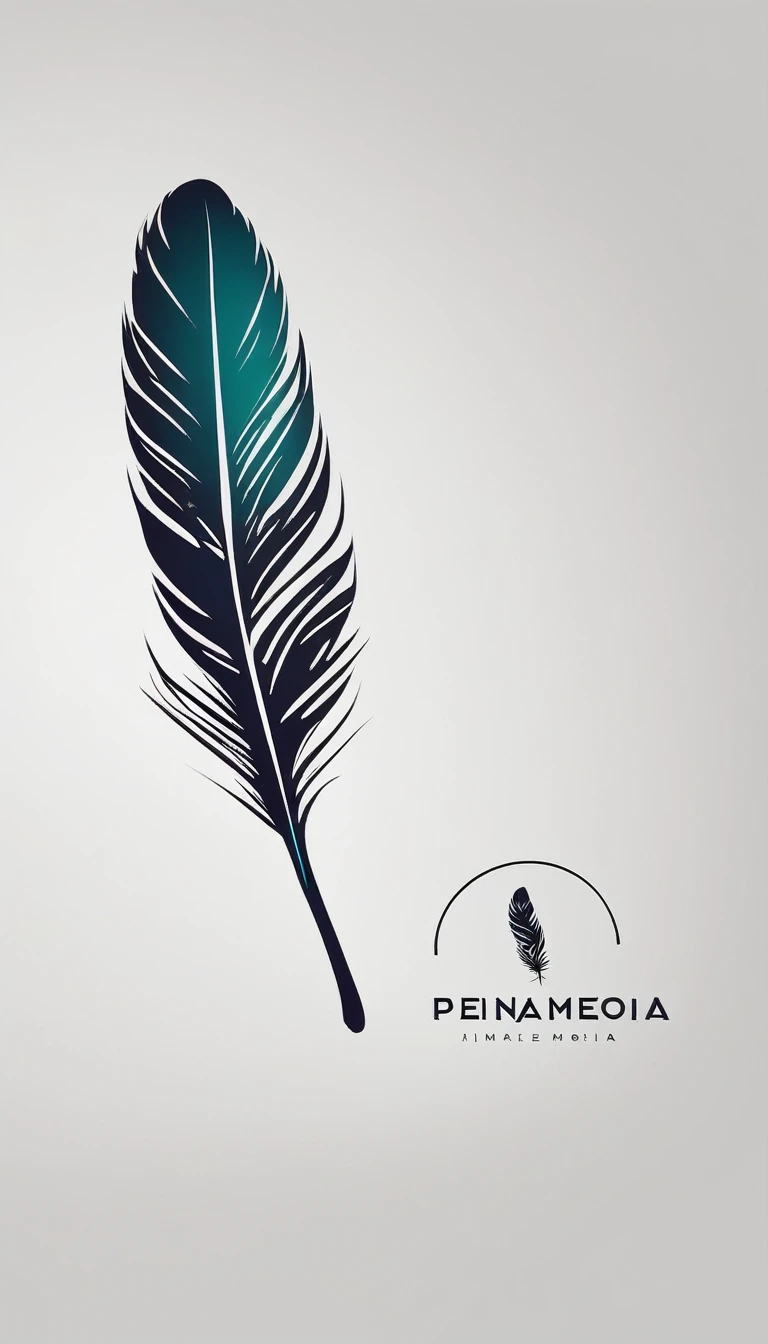 A minimal, modern, simple, cinematic logo design for the brand “Penamemoria". Create a modern, minimalistic, high-quality, logo of a feather that convey a sense of memories and dreams