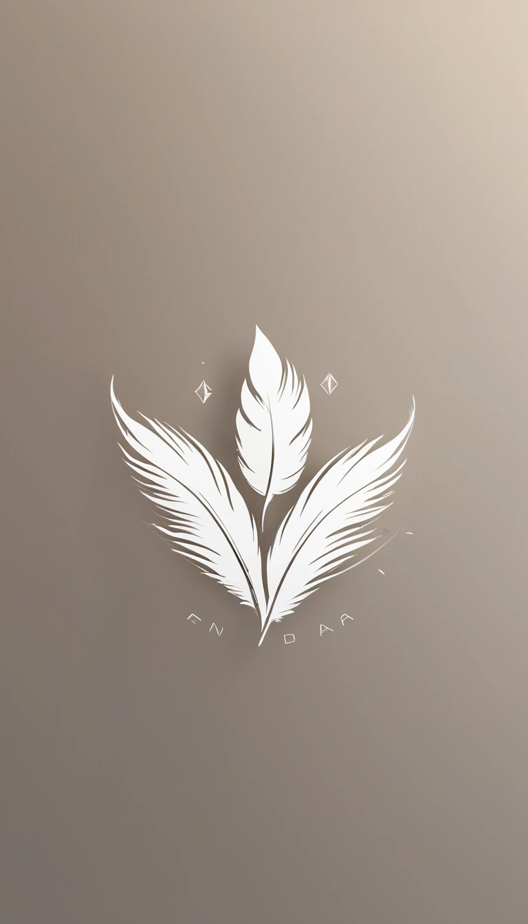 A minimal, modern, simple, cinematic logo design for the brand “Penamemoria". Create a modern, minimalistic, high-quality, white logo of a simple, fantastic, hipnotic, dreamy, artistic feather that symbolizes dreams, stories and memories