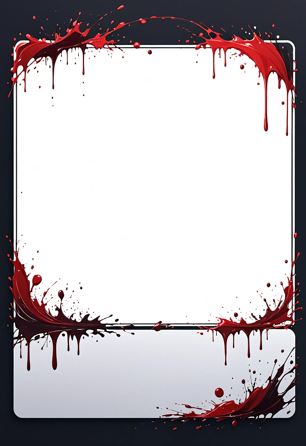 A modern minimalist style blank character profile，There are some blood stains on the file，Leave a square blank space in the middle。Applicable to card UI。