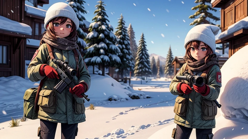Beautiful sniper、Hide in the snow、Latest sniper rifle、Snow Scene