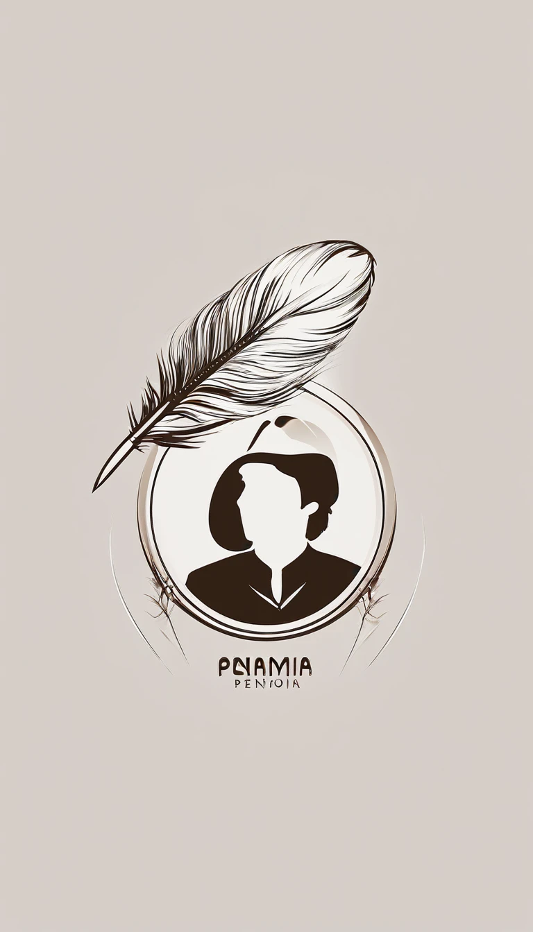 Create a minimal, modern, simple, inspirational, memorable, dream like logo design of a boy and a feather for the brand “Penamemoria".
