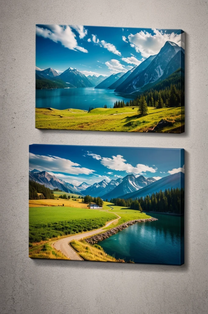 Create a logo for a company that sells small canvases with landscapes
