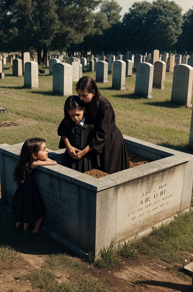 year 1862, funeral at a grave yard, family crying, ultra realistic, 4k, in color