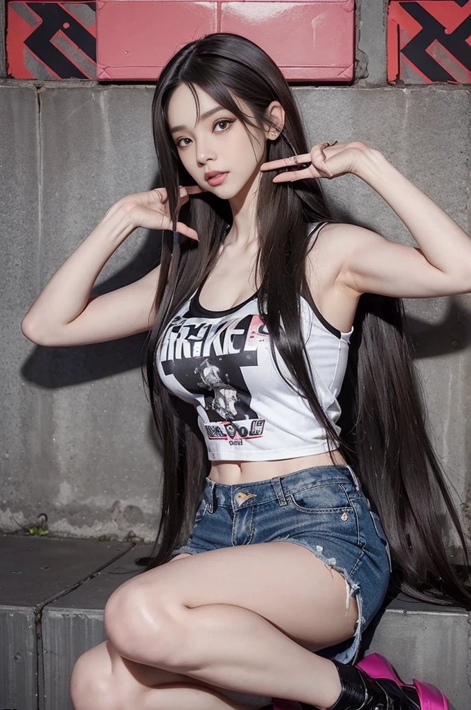 ((girls rock! Magazine Cover:1.4)), (Realistic, Photorealsitic:1.37),(masutepiece), (超A high resolution:1.2),(Best Quality:1.4), (makeup:1.3), (close-up), (big breasts:1.5), BREAK rock style, wear a rig band_logo printed_T-shirt, Fishnet stockings, platform shoes, torn little shorts, Tank top, Combat boots, bandana, layered clothes, leather jackets, headphones, brick and concrete wall,
(Woman playing bass live:1.3)、(Brunette hair:1.3)、(Long Straight hair:1.7)、Intricate 4-string bass:1.2、Anatomically correct fingers、fender precision base、Only one base、Cat's ears、