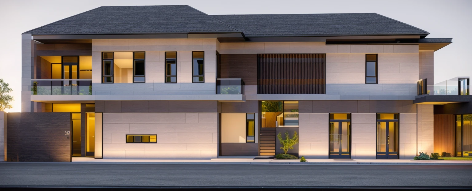 villa modern,night, Realistic, exterior, sunlight, house, RAW photo, 8k uhd, dslr, (high detailed skin:1.3), soft lighting, ultra quality, film grain, Fujifilm XT3, sharp image, best quality, authentic, hight quality,