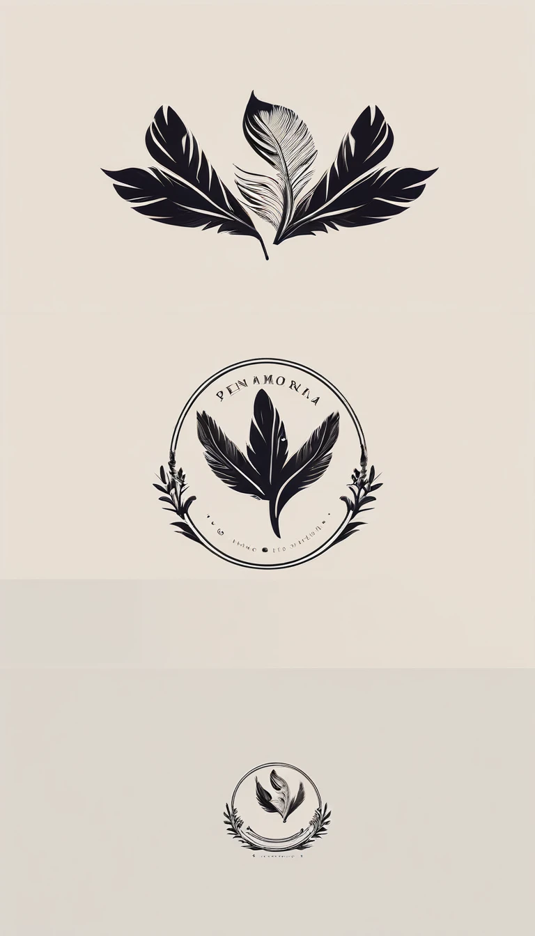 Create a minimal, modern, simple, inspirational, memorable, dream like logo design of a boy and a feather for the brand “Penamemoria".