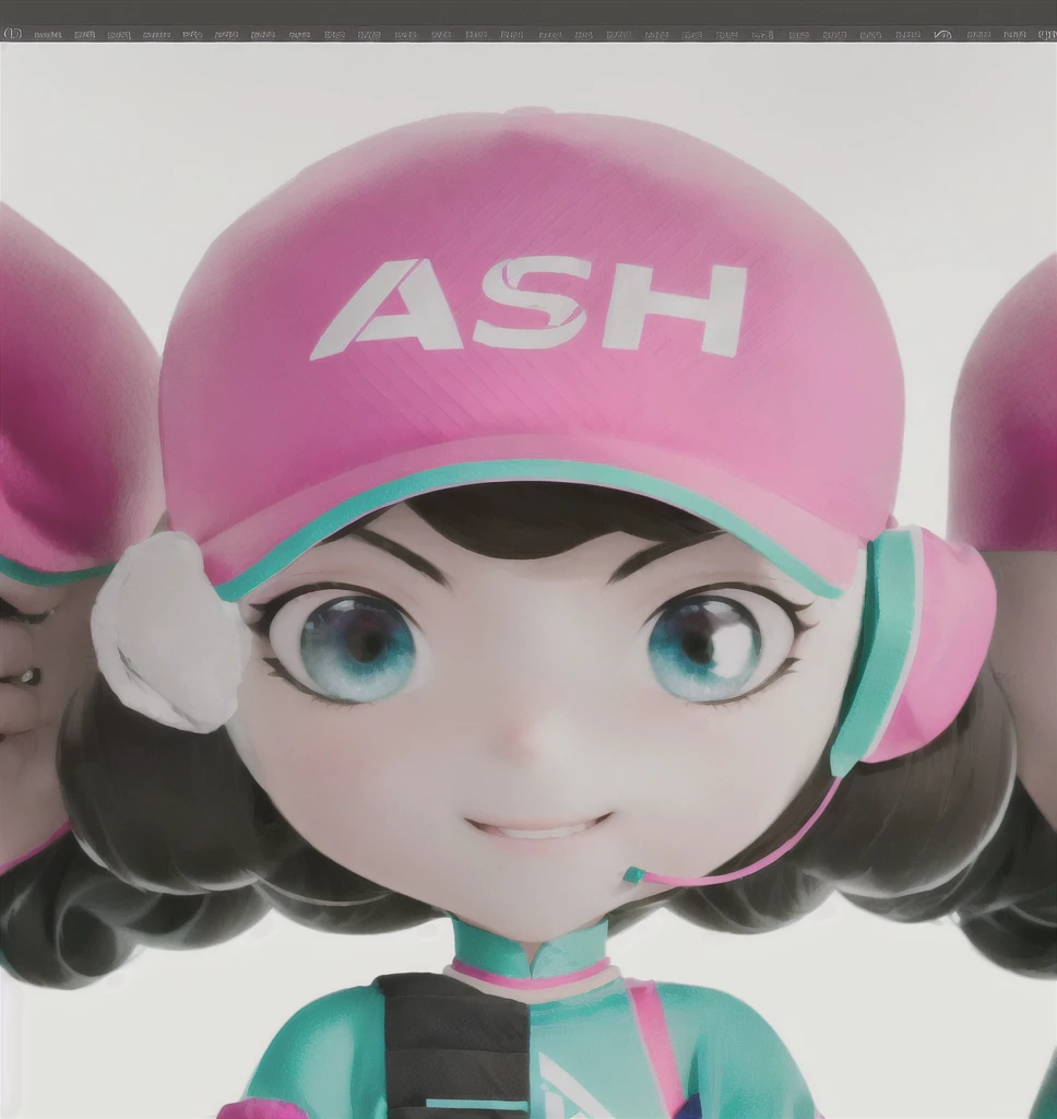 A smiling wearing a pink hat