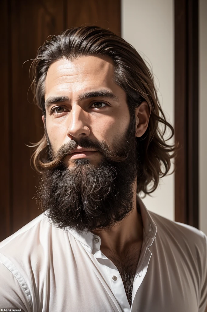 A Brazilian architect, man with beard, approximately 38 years of age, normal physique, Caucasian skin, brown eyes and hair
