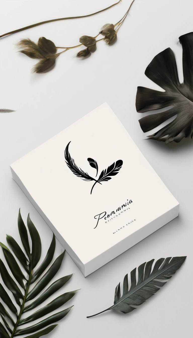 A minimal, modern, simple, cinematic logo design for the brand “Penamemoria". Create a modern, minimalistic, high-quality, logo of a feather of memories