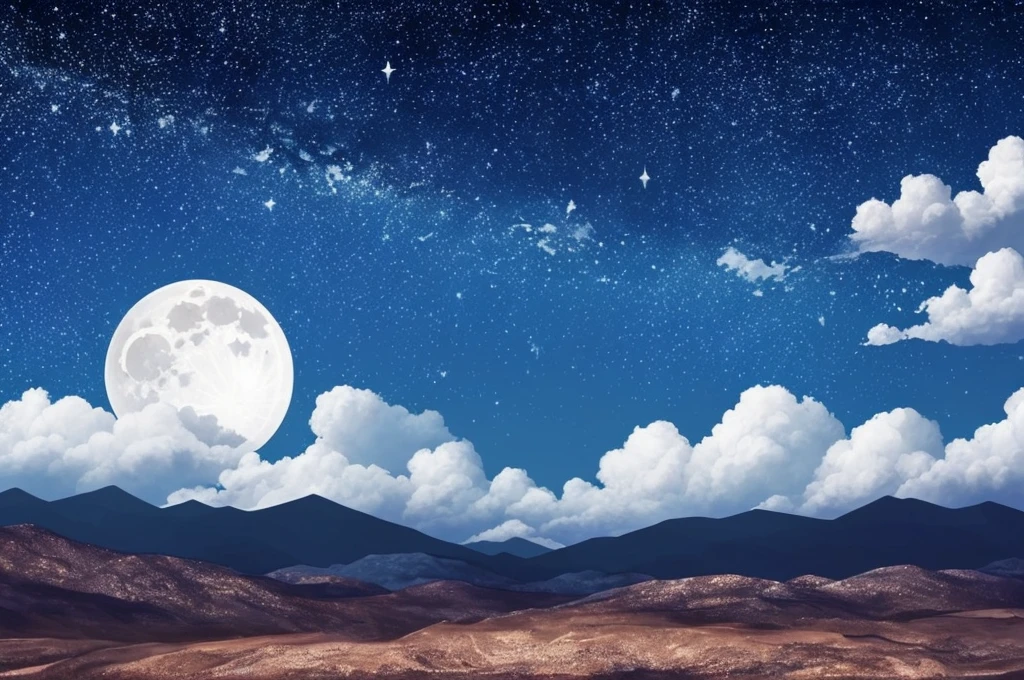 a dark night sky with stars and clouds and a full moon, a digital painting by Li Mei-shu, tumblr, space art, bright moonlight and stars, starry-night!!!!!!!!!!!!!!!!!!!!, moon and stars, the moon and stars, ✨🕌🌙, stars glistening in the night, dark and stars in the background, moonlit night sky, dreamy night