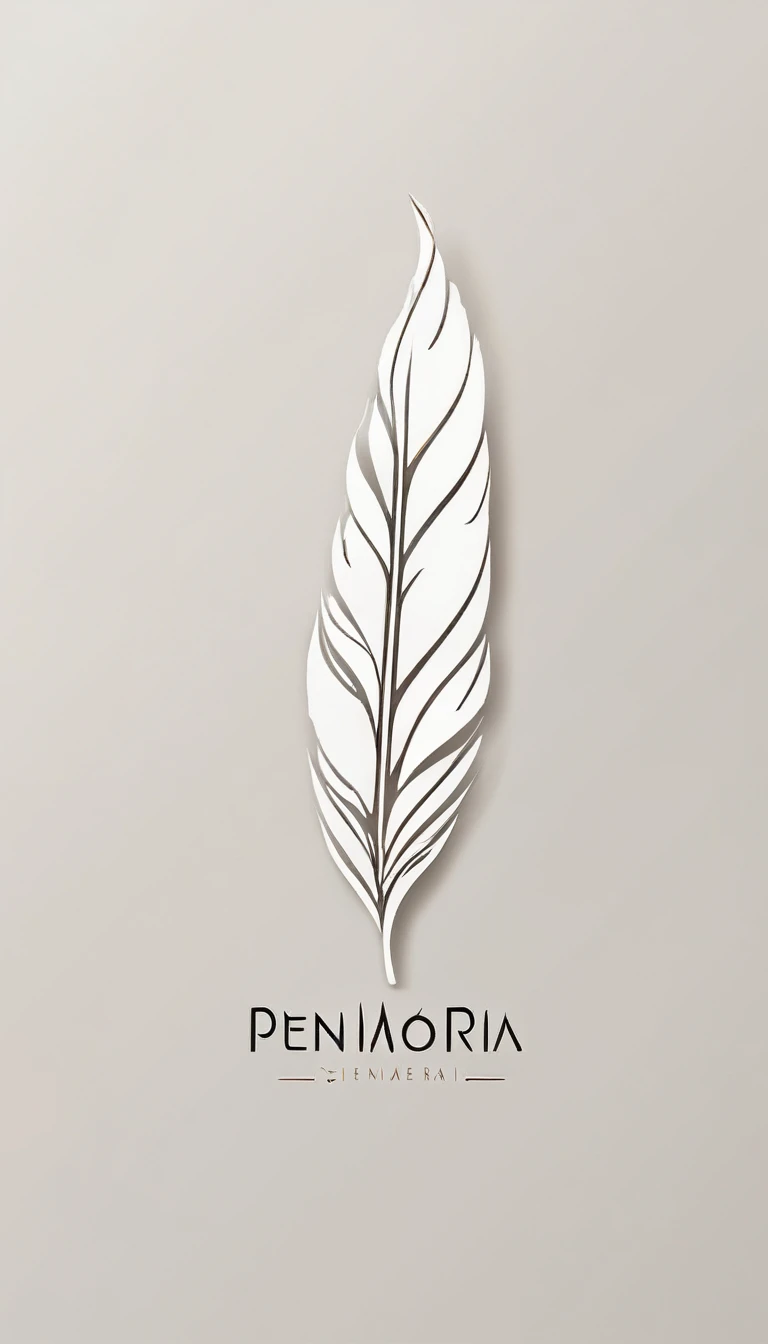 A minimal, modern, simple, cinematic logo design for the brand “Penamemoria". Create a modern, minimalistic, high-quality, logo of a feather of memories