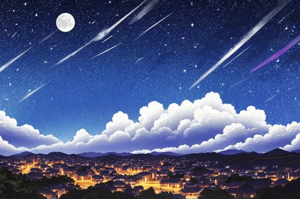 a dark night sky with stars and clouds and a full moon, a digital painting by Li Mei-shu, tumblr, space art, bright moonlight and stars, starry-night!!!!!!!!!!!!!!!!!!!!, moon and stars, the moon and stars, ✨🕌🌙, stars glistening in the night, dark and stars in the background, moonlit night sky, dreamy night