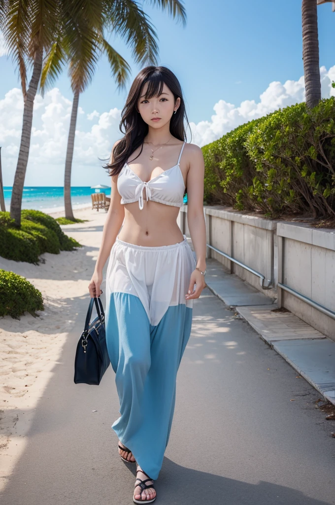 Woman, アニメ, beachfront.
