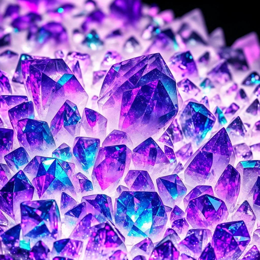 a close up of a crystal with a purple light in the background, glowing crystals, beautiful crystals, colorful crystals, crystals, crystalized, magical crystals, crystals enlight the scene, crystal material, glowing crystal on a rock, dimly glowing crystals, made of crystals, crystal color, iridescent crystals, colourful 3 d crystals, crystallized, neon rainbow quartz