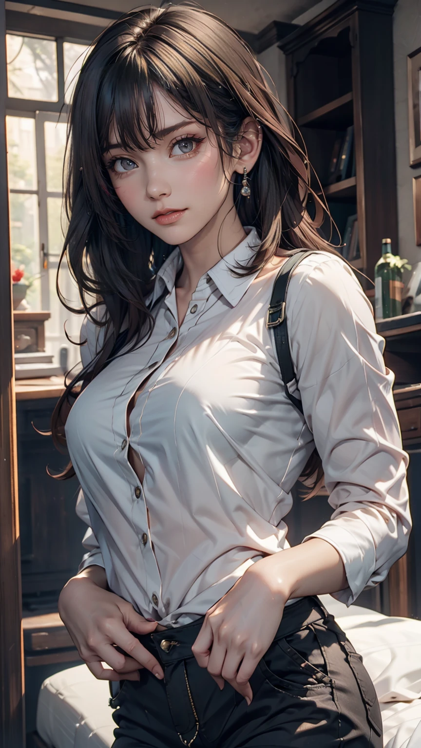 girl, Yellow Jacket, Put your hands in your pockets, Gazing at Other People, Long black hair, heterochromatic eyes, heterochromatic eyes, Heterochromatic pupil, 8k resolution, Very detailed, Anatomically correct, Digital Painting, Concept Art, Makoto Shinkai style, Clear images