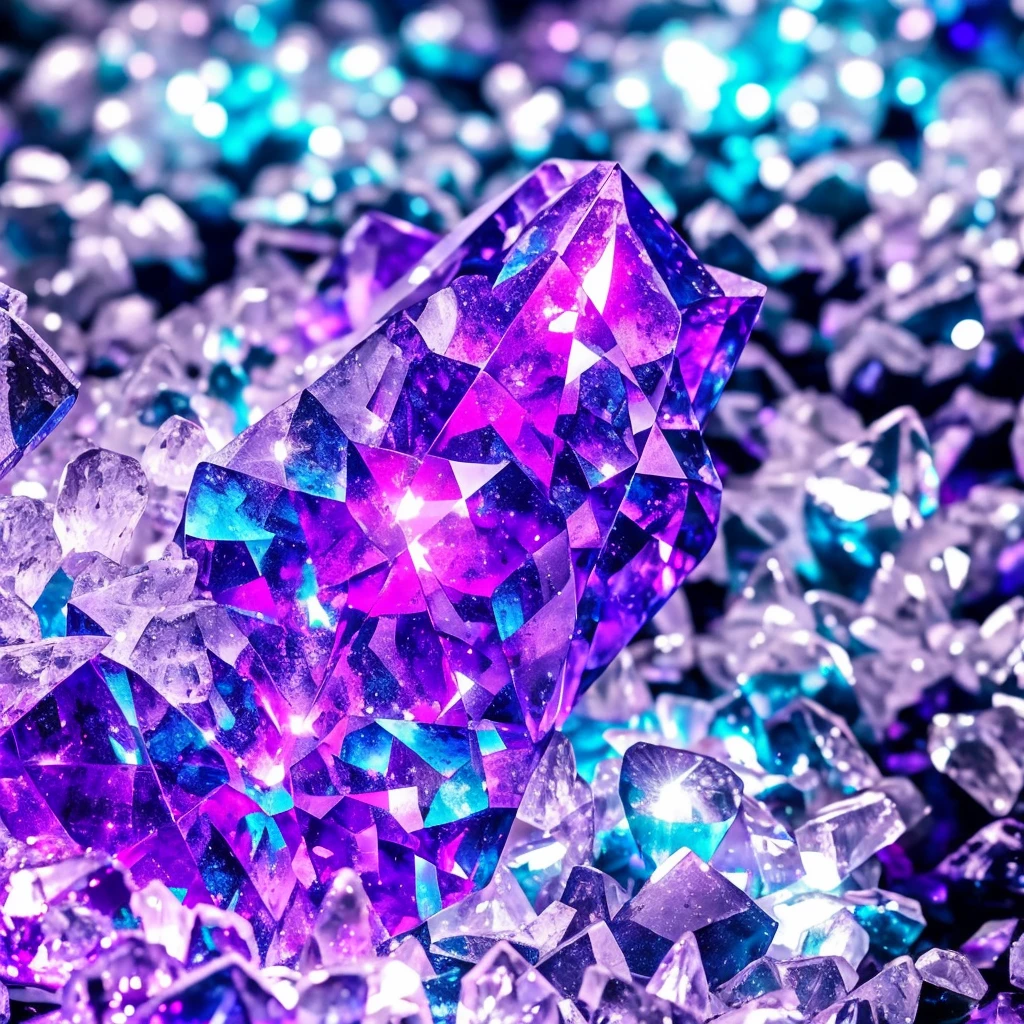 a close up of a crystal with a purple light in the background, glowing crystals, beautiful crystals, colorful crystals, crystals, crystalized, magical crystals, crystals enlight the scene, crystal material, glowing crystal on a rock, dimly glowing crystals, made of crystals, crystal color, iridescent crystals, colourful 3 d crystals, crystallized, neon rainbow quartz