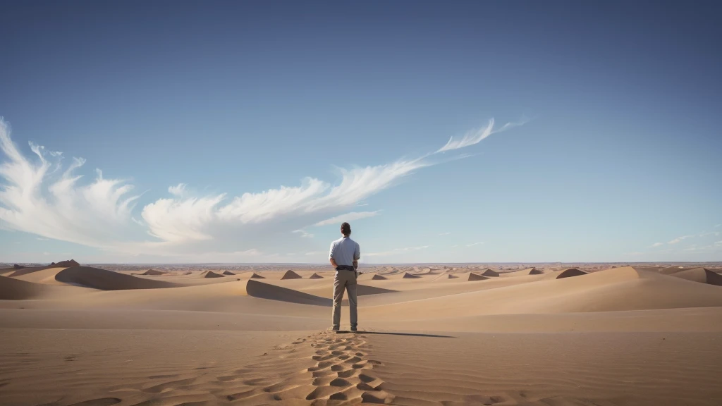Plain Desert,A man standing in the middle,Back,Open your arms,Decorative paintings