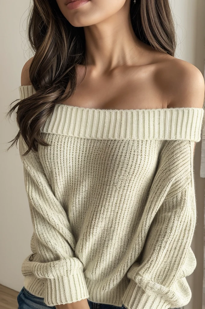 ((Best Quality)), ((Masterpiece)), (detailed), 1 girl, off shoulder sweater, 