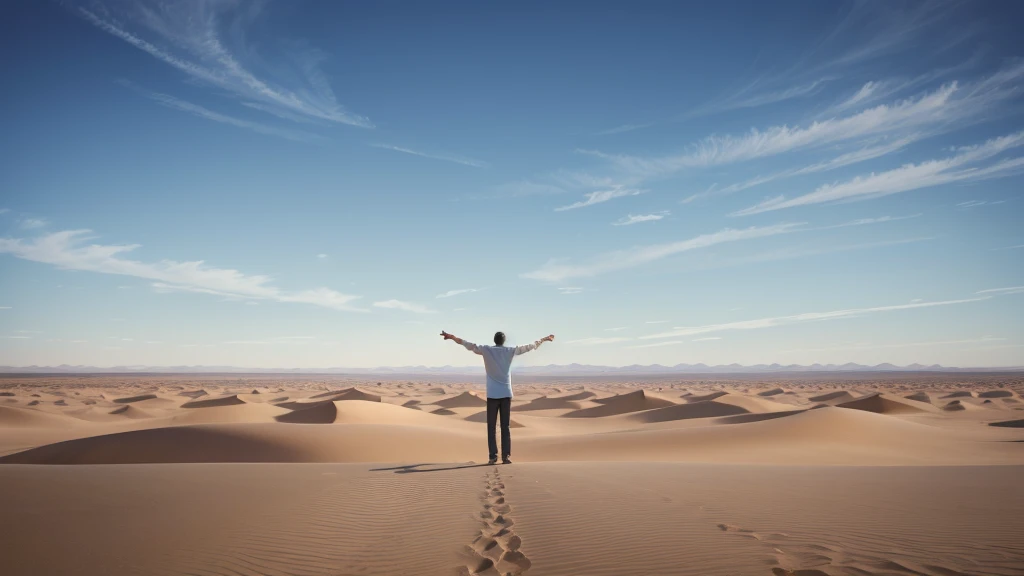 Plain Desert,A man standing in the middle,Back,Open your arms,Decorative paintings
