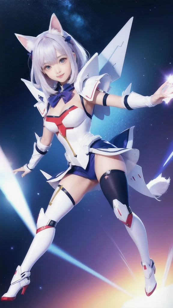 1 supercute kitty wear a origami gundam armor,fur