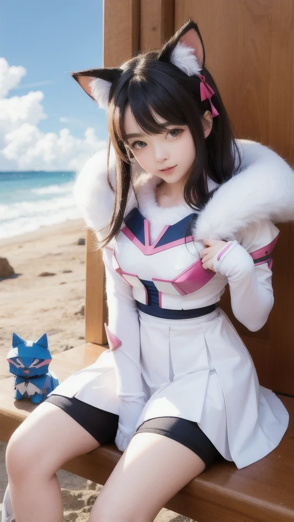 1 supercute kitty wear a origami gundam armor,fur