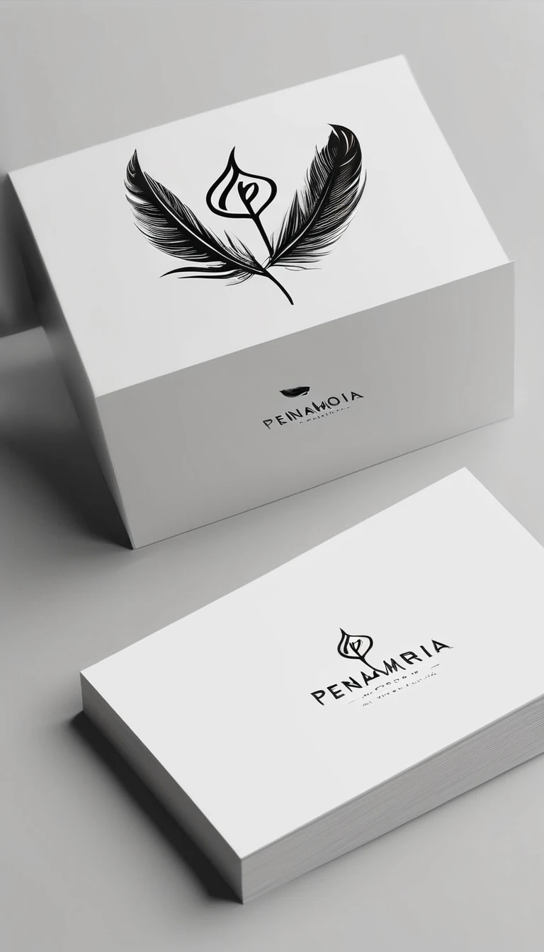 A minimal, modern, simple, cinematic logo design for the brand “Penamemoria". Create a modern, minimalistic, high-quality, logo of a bird feather