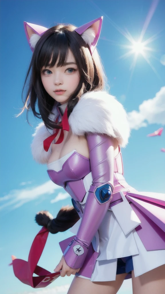 1 supercute kitty wear a origami gundam armor,fur