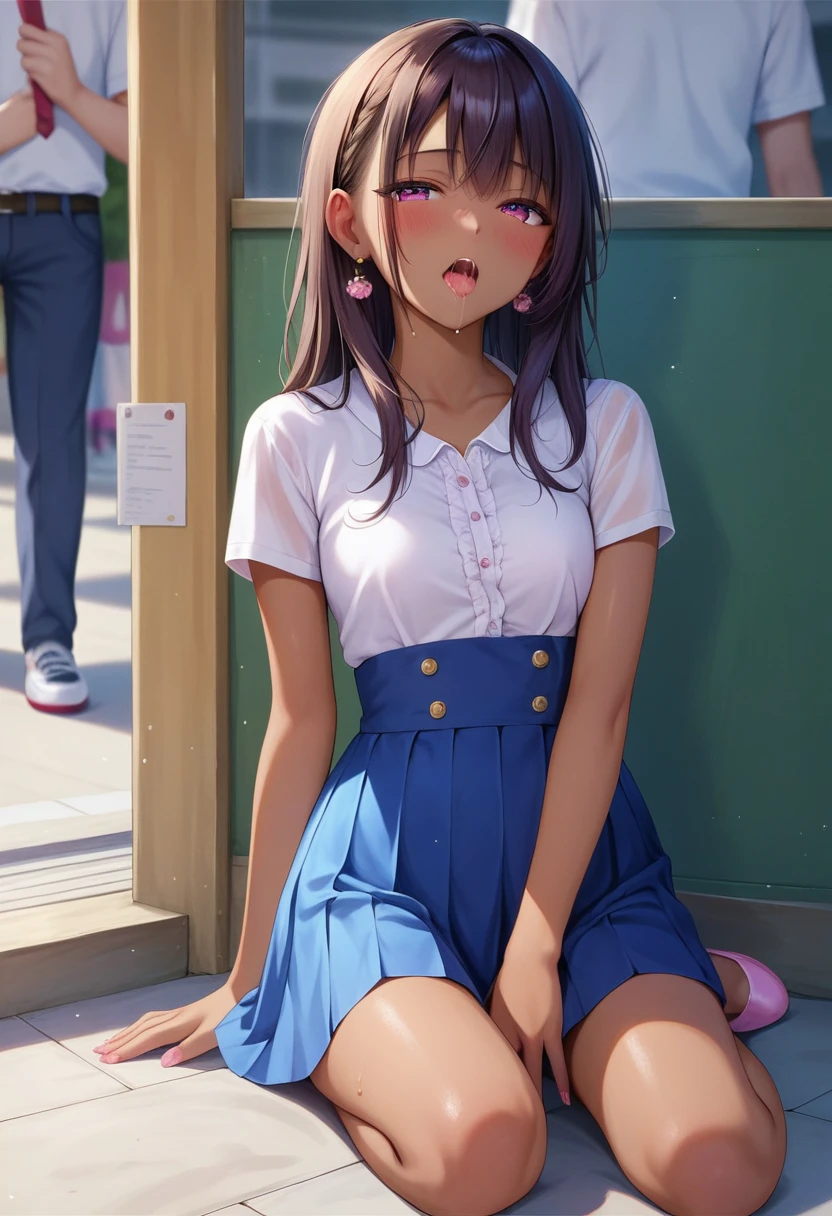 score_9, score_8_up, score_7_up, score_6_up, score_5_up, score_4_up, 1 girl, whole body, skirt, penis visible,penis point up, blush, saliva,(((public))), (high_quality, detailed, beautiful:1.4), sexual ecstasy face,excessive cum, futacumin, samen on the ground, seducing a man, dark skin