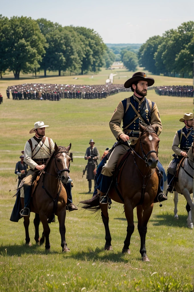 Battle of Gettysburg, American Civil War, Historical reenactment, Field of valor, Turning point, Civil War history, by GettysburgReenact -ar 16:9"