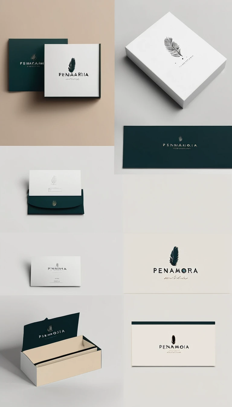 A minimal, modern, simple, cinematic logo design for the brand “Penamemoria". Create a modern, minimalistic, high-quality, logo of a feather of memories