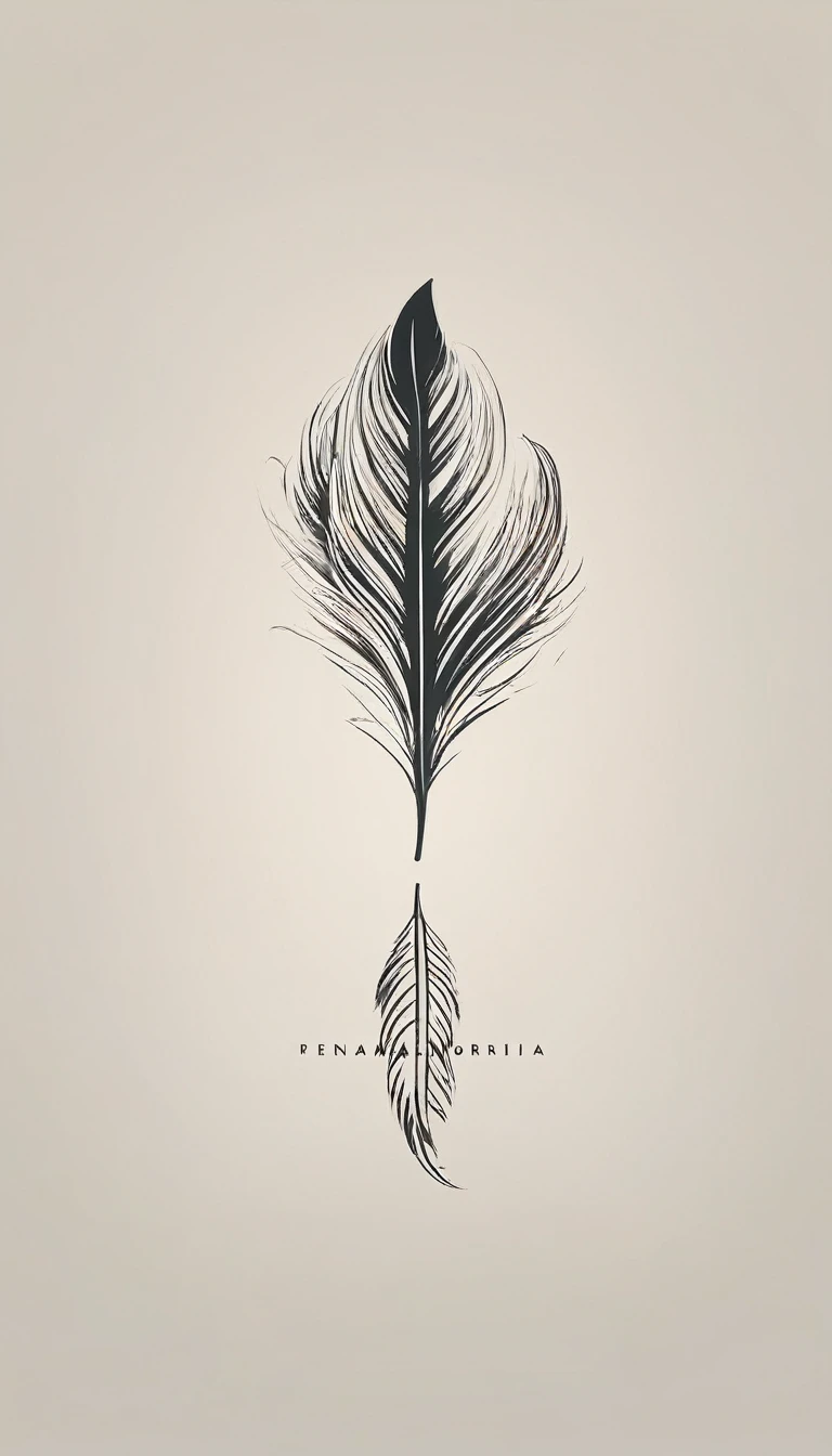 A minimal, modern, simple, cinematic logo design for the brand “Penamemoria". Create a modern, minimalistic, high-quality, logo of a feather of memories