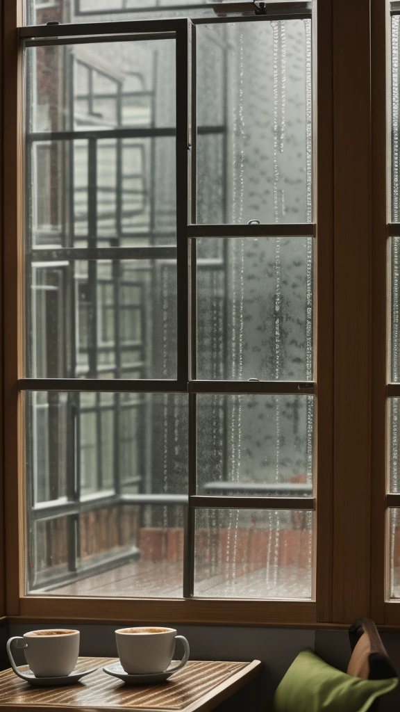 rain,Inside the cafe,View from the window