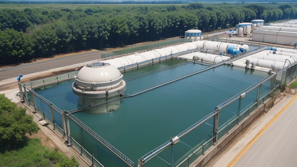 Two flocculation tanks，，Aerial View，Water treatment equipment，Water treatment plant