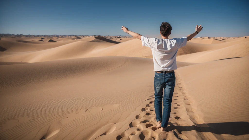 Plain Desert,A man standing in the middle,Back,Open your arms,Decorative paintings