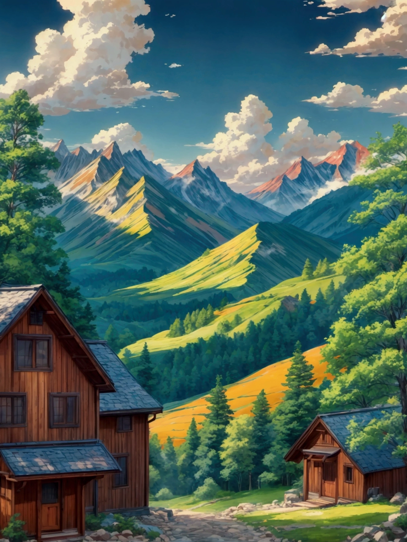 Country style mountain scenery, natural style, national style