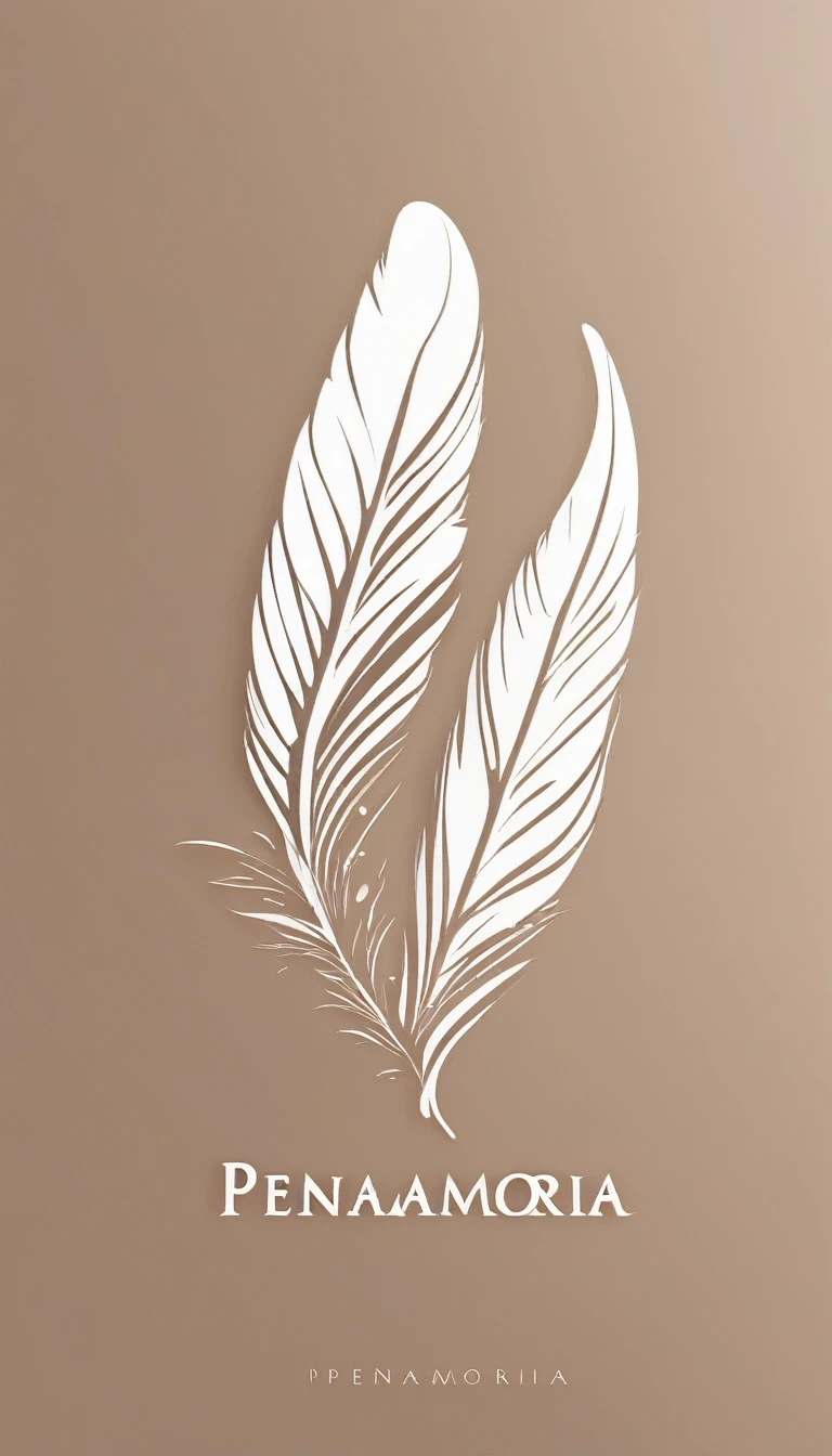 A minimal, modern, simple, cinematic logo design for the brand “Penamemoria". Create a modern, minimalistic, high-quality, logo of a feather with memories. The logo must be a symbol for dreams, stories, memories, music and imagination.