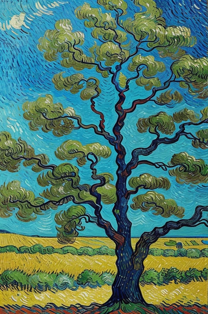Painting of a tree in the style of Van Gogh